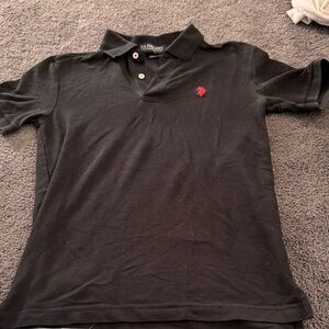 Black Polo Shirt with Red Logo